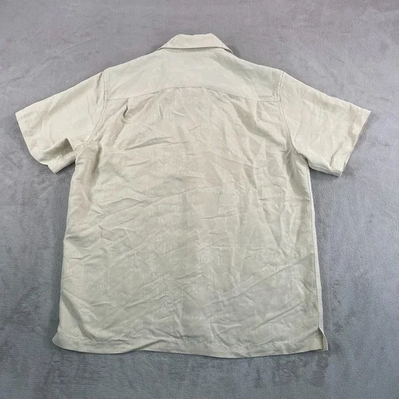 Quiksilver Waterman Shirt Men‎ Large Bege Jacquard Tribal Hawaiian Modal Blend - Picture 5 of 9